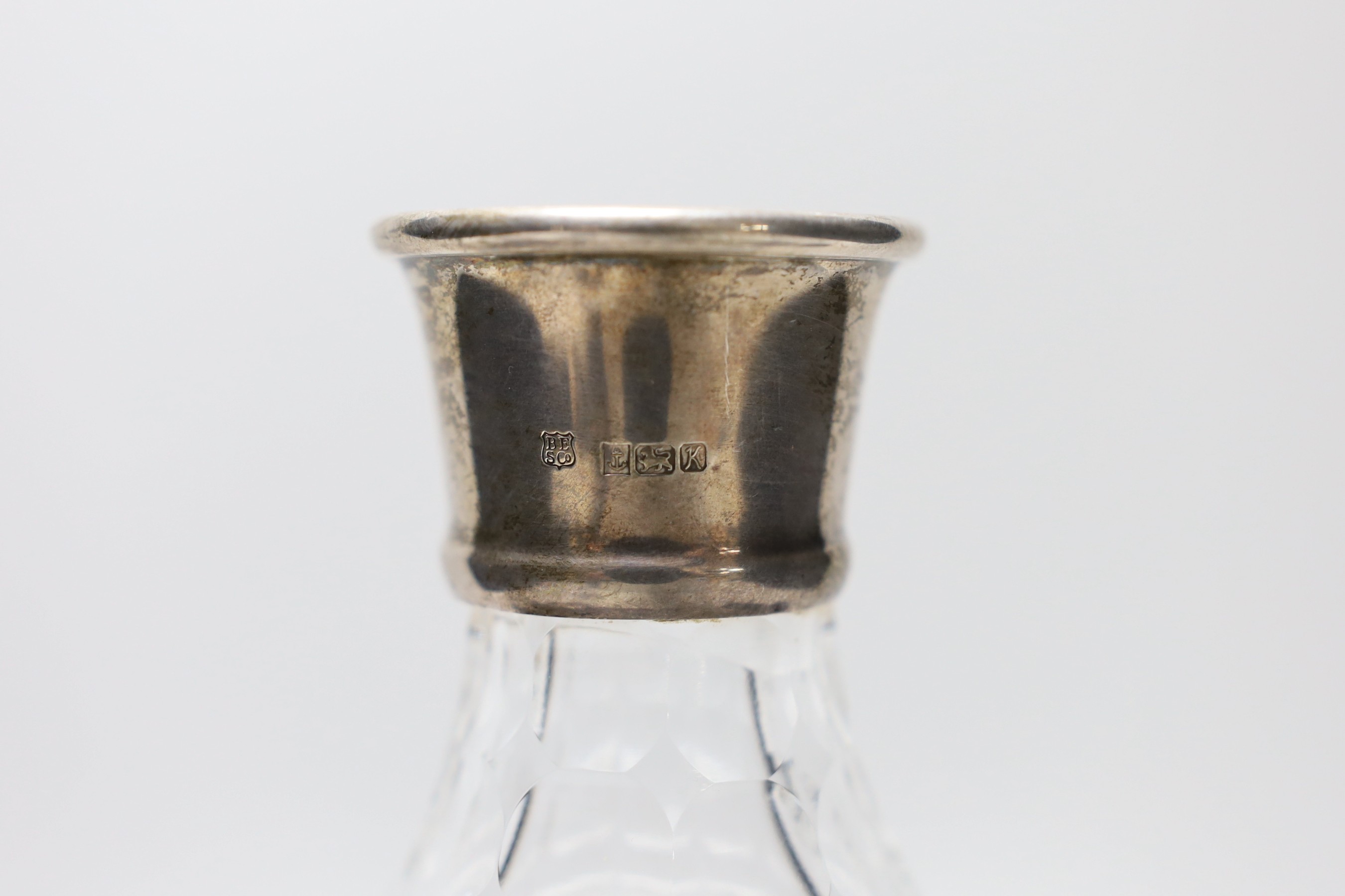 Collectables including a silver mounted decanter, a small sextant and a Russian lacquer box, 9cm